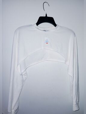 love J White Ribbed Cropped Long Sleeve Top